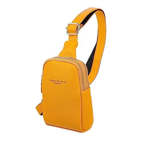 VALICLUD 1stk Umhängetasche Für Damen Bauchtasche Für Damen Landstreicher Rucksack Tragetasche Handtasche, Umhängetasche Tasche Frauen Bote Gürtel Outdoor-Tasche Für Damen Yellow Pu-Leder von VALICLUD