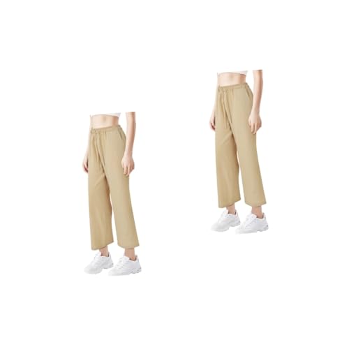 VALICLUD 2St lässige Joggerhose Jogginghose Damen mit Seitentaschen Damen Jogginghose Freizeithosen Leinenhose Damen Strandhosen für Damen Boho- Hosen mit Kordelzug Elasthan von VALICLUD