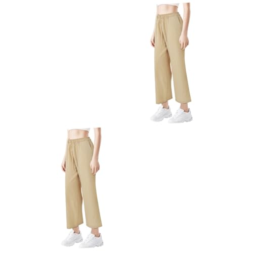 VALICLUD 2st Lässige Locker Sitzende Cargohose Leinenhose Damen Joggerhose Sommerhose Jogginghose Wanderjogger Strandbekleidung Für Damen Lässige Strandhose Polyester (polyesterfaser) von VALICLUD