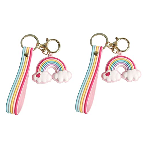 VALICLUD 2st Regenbogen-schlüsselanhänger Regenbogenschlüssel Mini Gold Füllstoffe Kette Girlande Regenbogen Schlüsselanhänger Zubehör Plüsch Hochzeitsschmuck Foto Weiches Gummi Colorful von VALICLUD