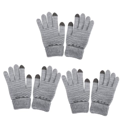 VALICLUD 3 Paare Gestrickte Handschuhe Schwarze Handschuhe Damen Handschuhe Mit Touchscreen-fingern Fitness-Handschuhe Handy-Handschuhe Telefonzubehör Turnhandschuhe Acryl Grey von VALICLUD