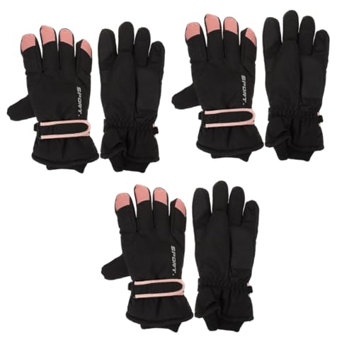 VALICLUD 3 Paare Handschuhe Herren Winter Handschuhe zum Skifahren Skihandschuhe für den Winter kalt thermohandschuhe Thermal Gloves Winterhandschuhe Winterschneehandschuhe Polyester Black von VALICLUD