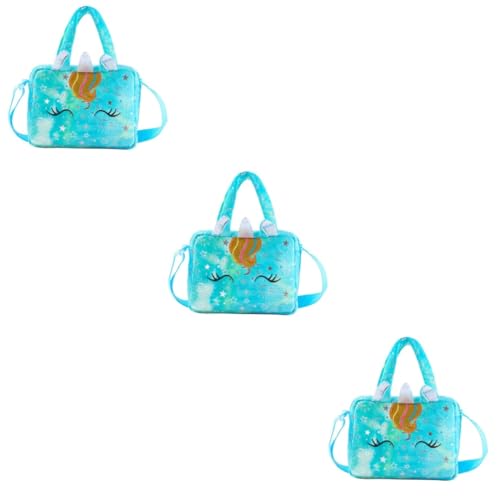 VALICLUD 3St Einhorn einzelne Hand Einhorn-Plüschtasche Kindergeschenk süße Geldbörse aufbewahrungssack Kinder umhängetasche Kinder süße Plüschtasche plüschige Einkaufstasche Flanell Green von VALICLUD