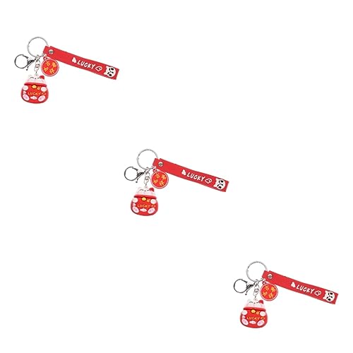 VALICLUD 3st Glückskatze Schlüsselanhänger Cartoon-schlüsselanhänger Katze Schlüsselanhänger Dekoration Japanisch Geldbörse-schlüsselanhänger Cartoon-geldbörse Rot PVC-weichkleber von VALICLUD