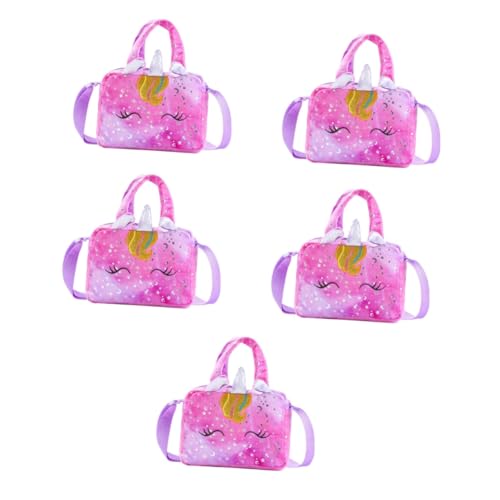 VALICLUD 5st Einhorn Einzelne Hand Plüschtasche Plüsch-umhängetasche Für Mädchen Umhängetasche Mit Einhorn Einzelne Umhängetasche Plüschige Einkaufstasche Cartoon-geldbörse Flanell Violett von VALICLUD