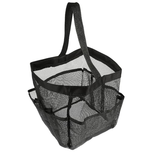 VALICLUD Aufbewahrungstasche Netz wasserdichte Duschtasche Beutel große Einkaufstasche Windel Bad Strandtasche Handtasche Kleinigkeiten Halter Tasche mit großem Fassungsvermögen Nylon Black von VALICLUD