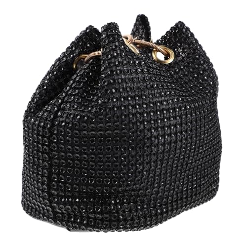 VALICLUD Chic Black Chic Umhängetasche Strass Umhängetasche Coole Handtasche Modische Shiny Chain Bag Strandtasche für Frau Lady Female von VALICLUD