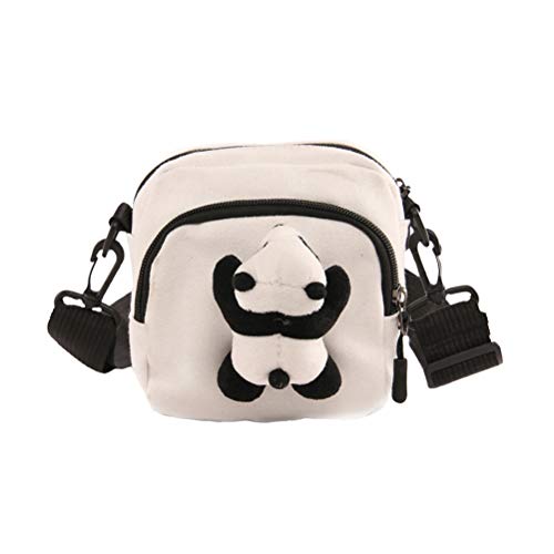 VALICLUD Chic Plüsch Panda Canvas Crossbody Tasche Cartoon Frauen Messenger Bag Stilvolle Crossbody Tasche Cute Cartoon Rucksack (weiß) von VALICLUD