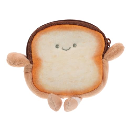 VALICLUD Geldbörse in Toastform Mini-geldbörse Mit Reißverschluss Originelle Geldbörsen Für Damen Kleine Geldbörse Im Cartoon-Stil Kreative Geldbörse Für Damen Toastbeutel-anhänger Flanell von VALICLUD