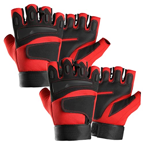 VALICLUD Halb Finger Fitness Handschuhe Für Männer Rote Outdoor Handschuhe Für Radfahren Fitness Und Sport Atmungsaktive Und rutschfeste Handschuhe Größe M von VALICLUD