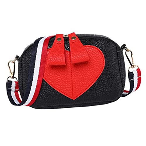 VALICLUD Peach Heart Shoulder Bag Crossbody Bag Kid Wallet Crossbody Change Bag Crossbody Sling Bag Mini Sling Bag Shoulder Purse Purse Cross Body Change Bag Black, Schwarz , 16X12CM, von VALICLUD