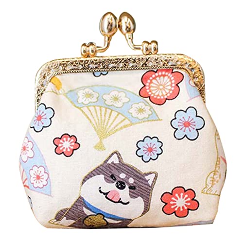 VALICLUD Shiba Inu Geldbörse Karte Geldbeutel ändern Kosmetik Deckel kleingeldbörse small Wallet Kompakte Aufbewahrungstasche tragbare Münztasche Damen Aufbewahrungstasche Polyester Beige von VALICLUD