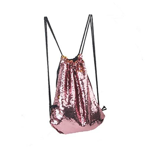 VALICLUD Sporttasche Fitness Tasche Kinder Tasche Pinke Tasche sporttasxhe glitzertasche glitzernder Beutel mit Kordelzug Rucksäcke für Mädchen Paillettentasche Rucksack mit Kordelzug Rosa von VALICLUD