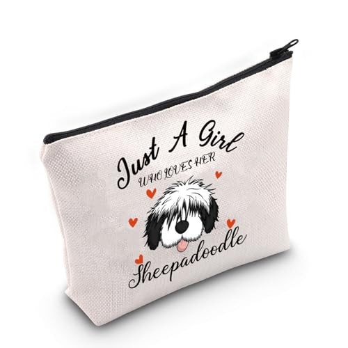 VAMSII Make-up-Tasche für Hundeliebhaber, Geschenk für Hundeliebhaber, Geschenk für Hundeliebhaber, Mutter, Geschenk, Who Loves Her Sheepadoodle M, Tragbar von VAMSII