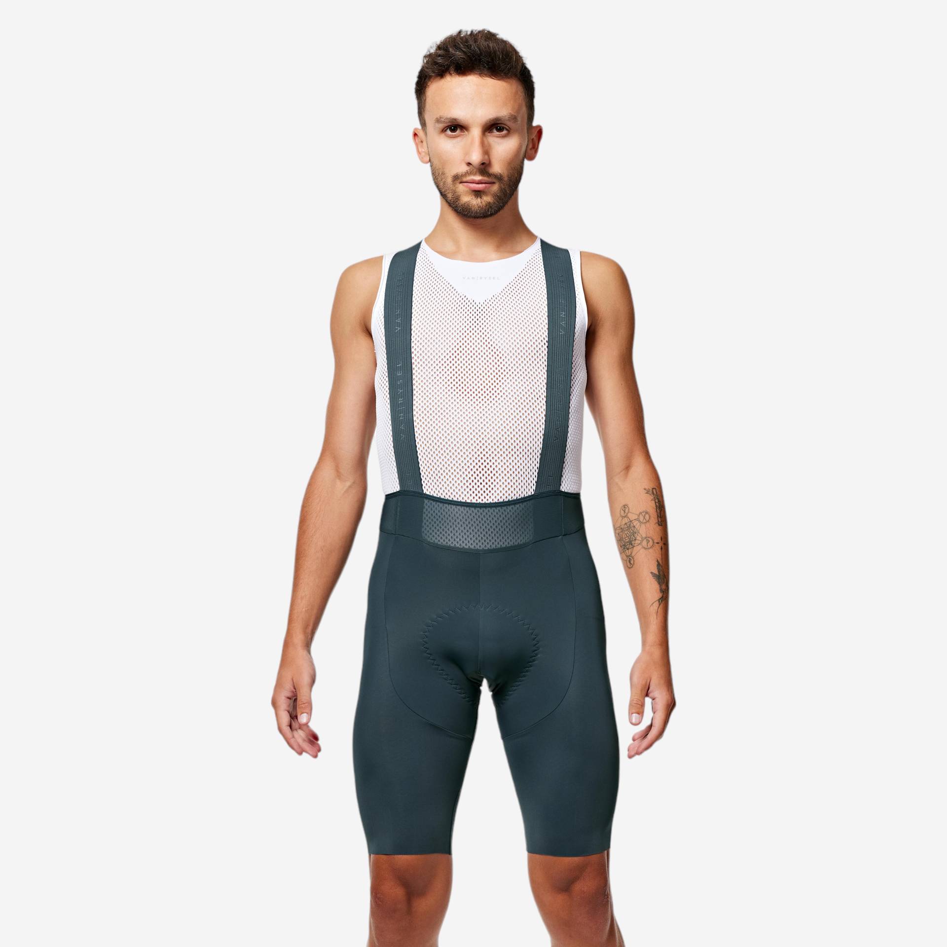 Herren Sommer kurz mit Trägern Rennrad Radhose - Racer 3 grün von VAN RYSEL