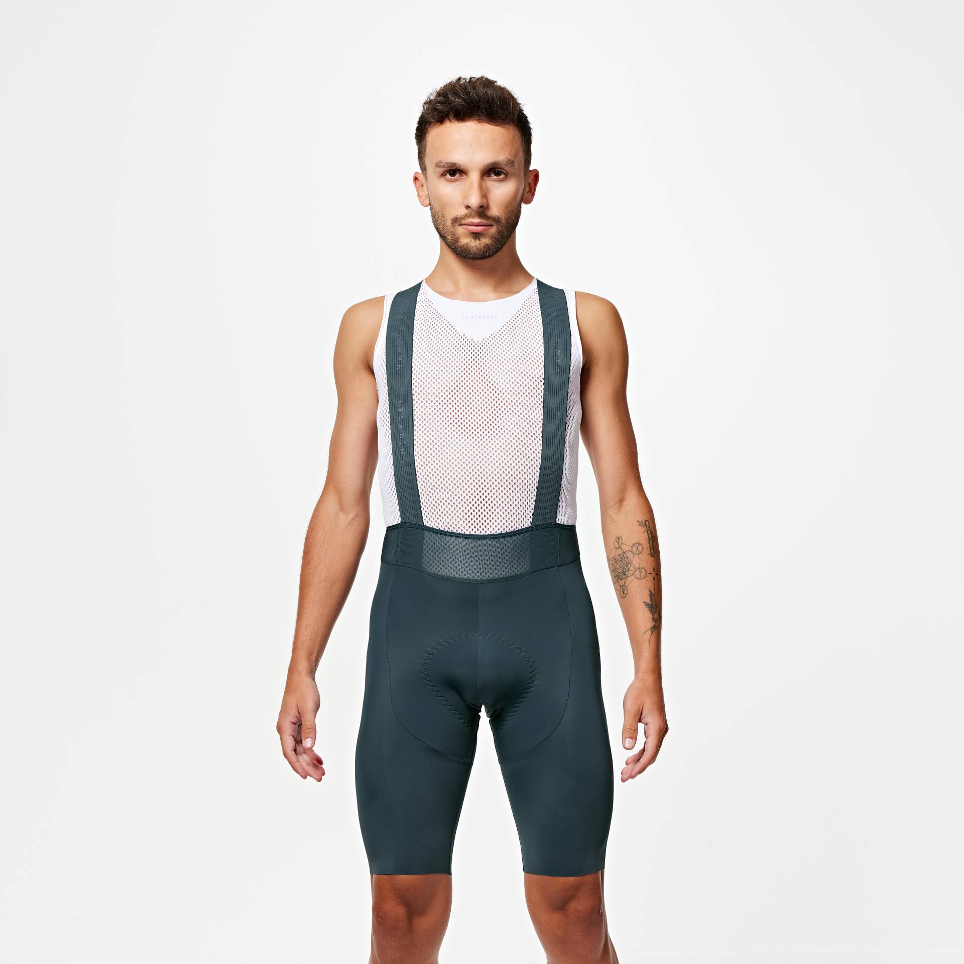 Herren Sommer kurz mit Trägern Rennrad Radhose - Racer 3 grün von VAN RYSEL