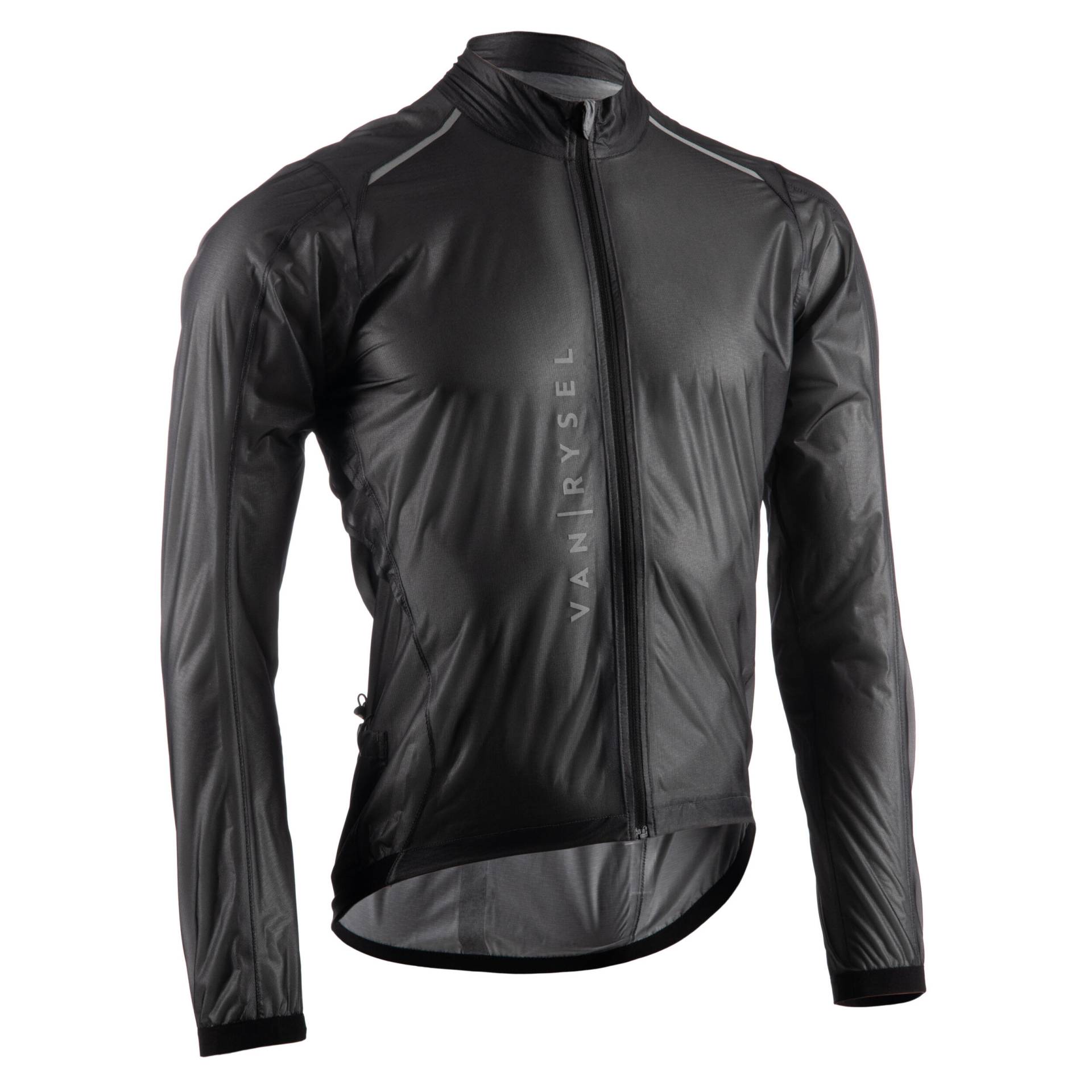 Regenjacke langarm Rennrad Racer ultralight Herren schwarz von VAN RYSEL