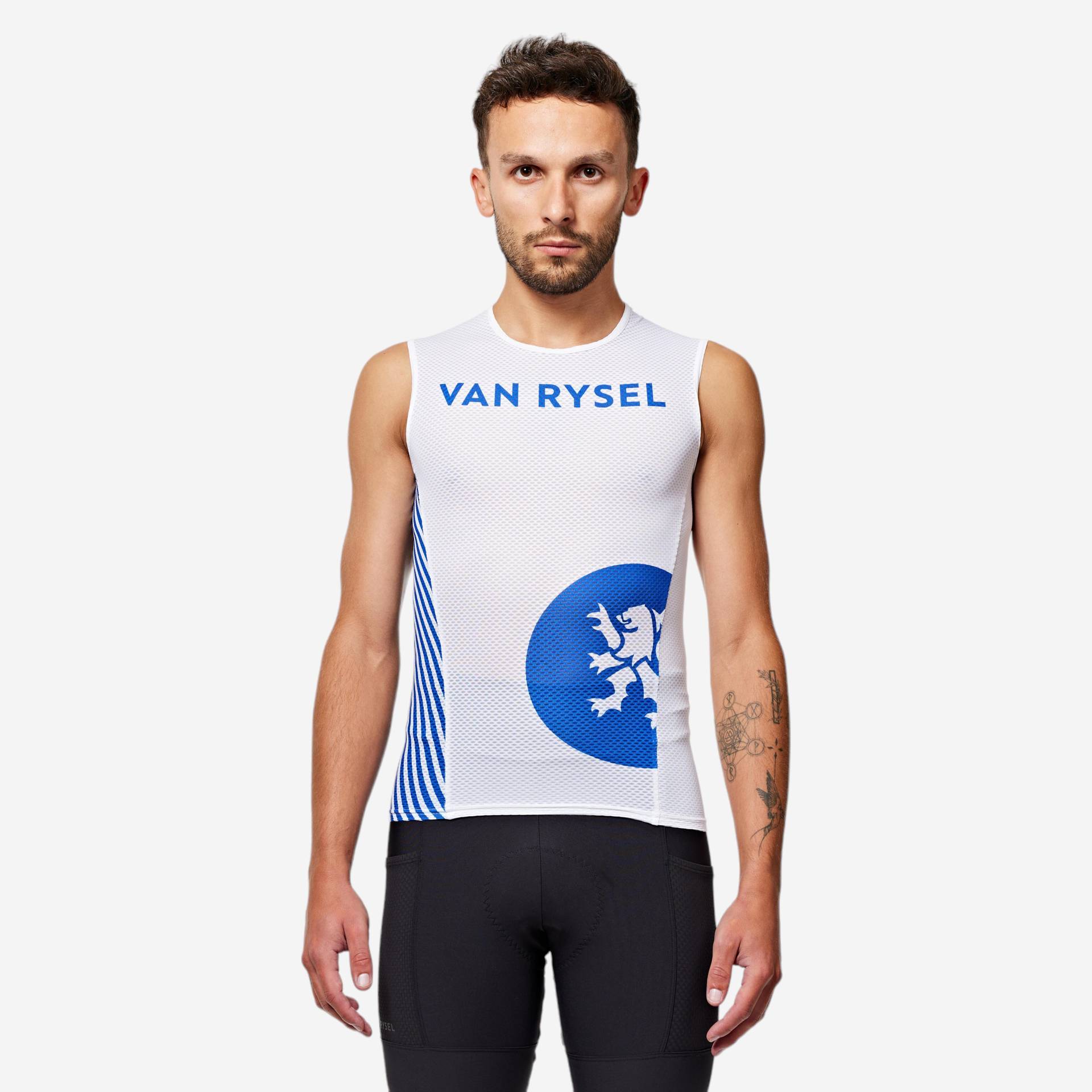 Rennrad Unterwäsche Funktionsshirt ärmellos ultralight Weiß/Blau von VAN RYSEL