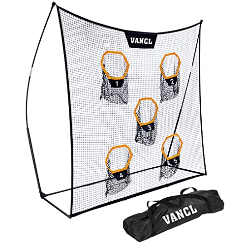 VANCL Fußball-Trainingsnetz, tragbar, 2,9 x 2,5 m, knotenloses Quarterback-Wurfnetz zur Verbesserung der Fußballgenauigkeit, mit 5 Zieltaschen und Tragetasche VANCL Fußball-Trainingsnetz, tragbar, 2,9 x 2,5 m, knotenloses Quarterback-Wurfnetz zur Verbesserung der Fußballgenauigkeit, mit 5 Zieltaschen und Tragetasche von VANCL