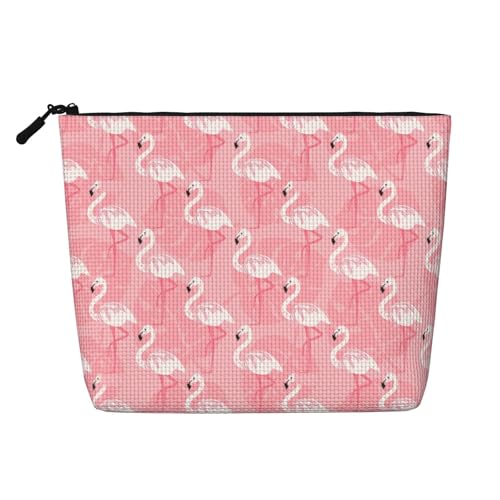 VANTUT Summer Flamingo Palmblätter, vielseitige große Kapazität, Reise-Make-up-Tasche mit Reißverschluss, für Reisen und den täglichen Gebrauch, Schwarz , Einheitsgröße von VANTUT