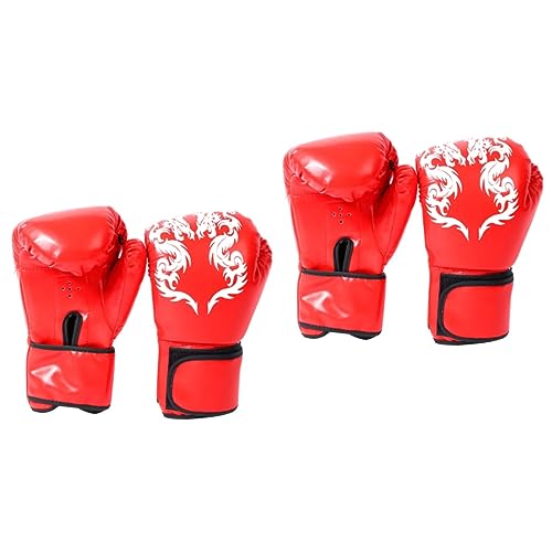 VANZACK 2 Paar Boxhandschuhe Wrestling-Handschuhe Pu-Handschuhe Kampfhandschuhe Bequeme Handschuhe Rot von VANZACK