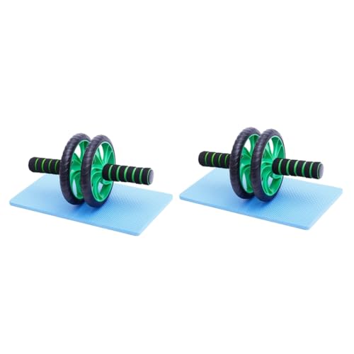 VANZACK 2 Stück 14 Fitness-roller Stumme Bauchrolle Fitness-übungsgerät Muskelrad Fitnessgerät Bauchrolle Trainieren Kniebandage Zusammenklappbarer Gepäckwagen Rad Bauchrolle Green von VANZACK