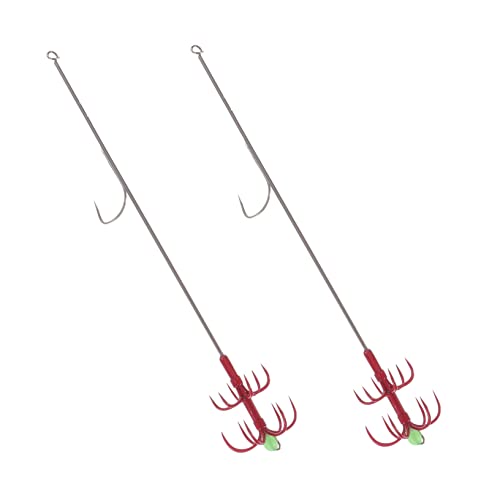 VANZACK 2St doppelter Schirmhaken Haken zum Angeln im Freien Drillinge zum Angeln Fishing Accessories Angeln zubehör klemmbausteine Klauenhaken Angelhaken Rostfreier Stahl rot von VANZACK