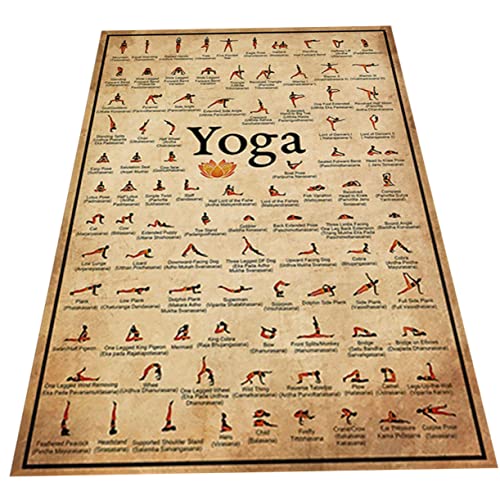 VANZACK 4 Stück Yoga-Poster Yoga-Posen-Diagramm Netz Pose Yoga-Stick Haltung Heimdekoration yogakissen meditationskissen Yoga Bilder Wandbild austauschbare Wanddekoration Segeltuch von VANZACK