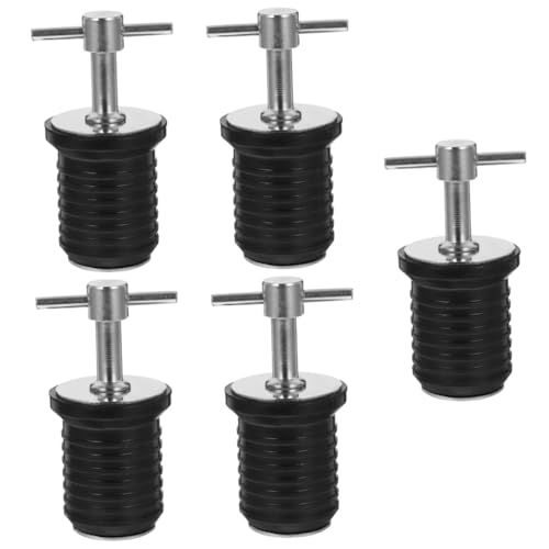 VANZACK 5St Ablassschraube Drain stoppers wasserstopper Kayak-Zubehör Schiffsentwässerungsstopfen Stecker Kajaks Attikastopfen für Kajak Kajak-Abflusslochstopfen Edelstahl 304 Black von VANZACK