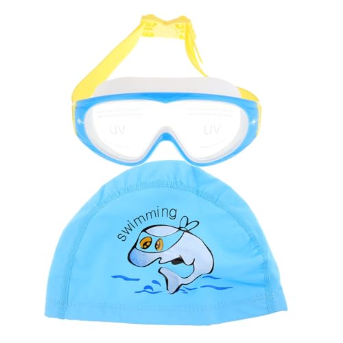 VANZACK Badekappen Kinder Badekappe Mit Schutzbrille Silikon Schwimmbadehüte Für Kinder Jungen Mädchen Delphin B von VANZACK