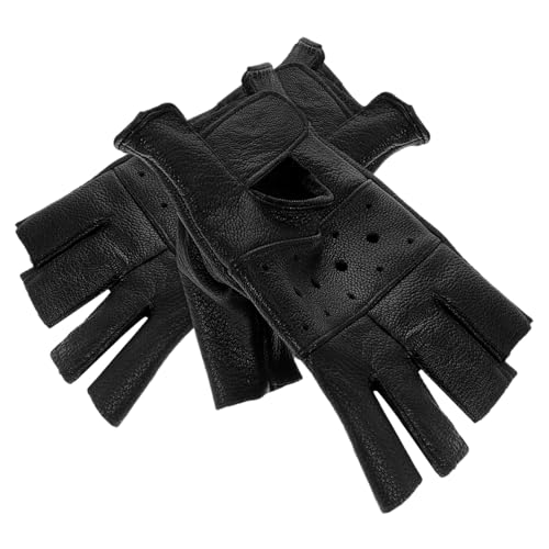 VANZACK Sporthandschuhe Fahrhandschuhe Für Herren Fingerlose Fahrradhandschuhe -reithandschuhe Herren Fingerlose Herrenhandschuhe Herren Motorradhandschuhe Black Schaffell von VANZACK