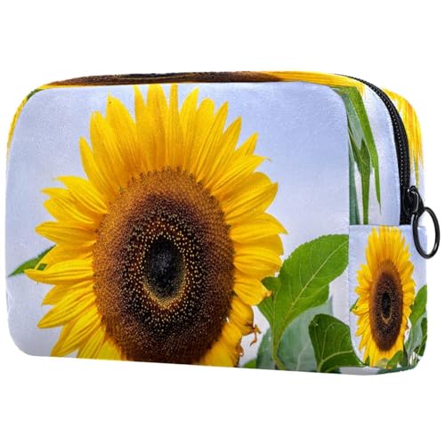 Helianthus Kosmetiktasche mit Sonnenblumen-Motiv, für Damen, Reise-Kulturbeutel, groß, Make-up, praktische Tasche, Organizer-Tasche mit Reißverschluss, multi, 18.5x7.5x13cm/7.3x3x5.1in, Kulturbeutel von VAPOKF