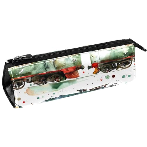 VAPOKF Grüne Retro-Schienen-Auto-Stifttasche, Schreibwaren-Tasche, Kosmetiktasche, kompakte Reißverschlusstasche, multi, 5.5 ×6 ×20CM/2.2x2.4x7.9 in, Taschen-Organizer von VAPOKF