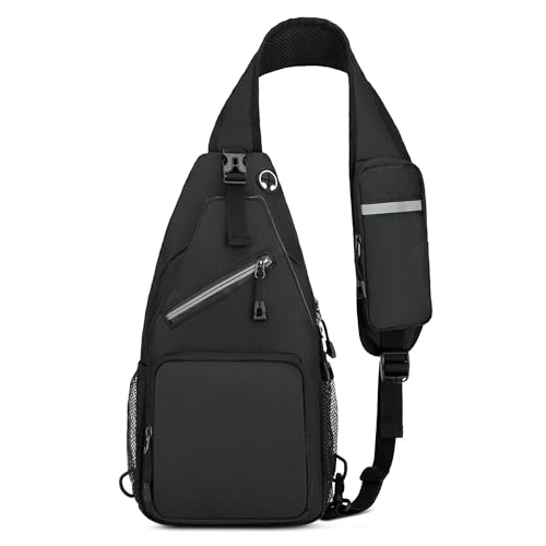 VARLIVOO Brusttasche Herren Anti Diebstahl Umhängetasche Herren klein Wasserdicht Schultertasche Crossbody Umhängetasche mit Verstellbarer Schultergurt für Reise Wandern Sport Polyester Schwarz von VARLIVOO