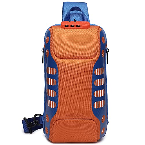 VARLIVOO Mode Herren Sling Bag Umhängetaschen Crossbody Bag USB Port Schultertasche Sporttasche Messenger Bags Hiking Reisen Wasserdicht Polyester Orange von VARLIVOO