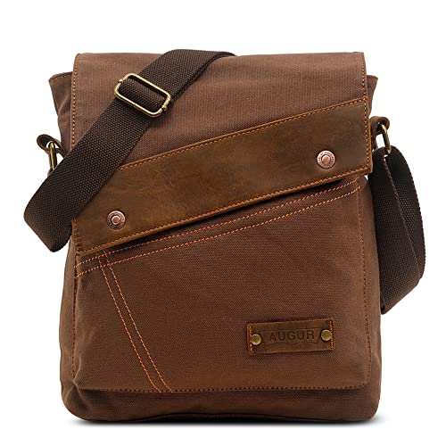 VARLIVOO Retro Herren Umhängetasche Schultertaschen Messenger Bags Arbeitstasche Kuriertasche Taschen Camping Schule Segeltuch Braun A von VARLIVOO