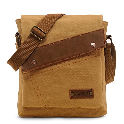 VARLIVOO Retro Herren Umhängetasche Schultertaschen Messenger Bags Arbeitstasche Kuriertasche Taschen Camping Schule Segeltuch Khaki von VARLIVOO