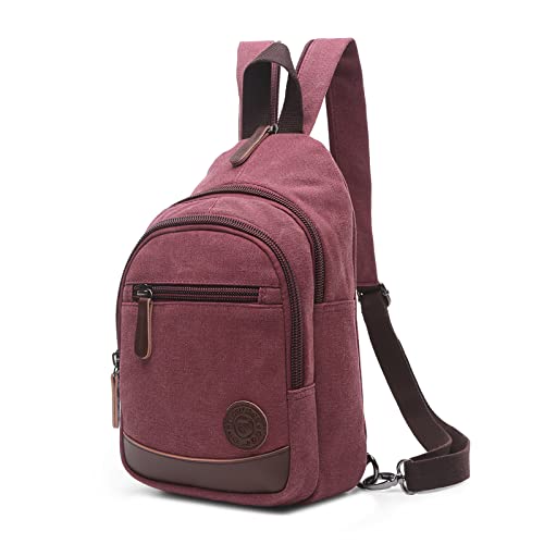 VARLIVOO Retro Sling Bag Herren Crossbody Bag Umhängetaschen Schultertasche Outdoor Sportarten Wandern Reisen Camping Radfahren Bergsteigen Schule Segeltuch Sling Rucksack Rotwein VARLIVOO Retro Sling Bag Herren Crossbody Bag Umhängetaschen Schultertasche Outdoor Sportarten Wandern Reisen Camping Radfahren Bergsteigen Schule Segeltuch Sling Rucksack Rotwein von VARLIVOO