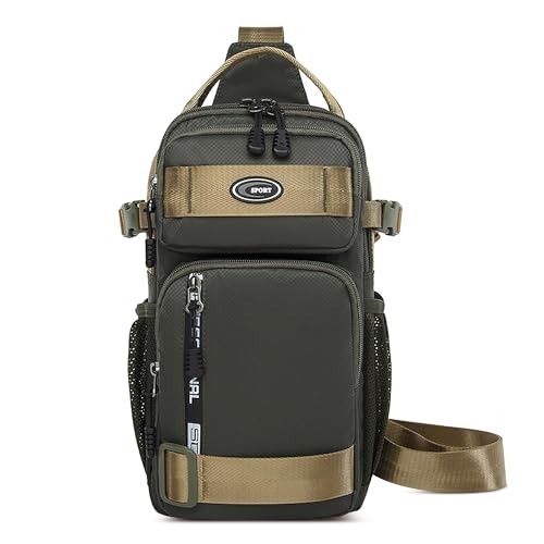 VARLIVOO Sling Brusttasche Herren Schultertasche Crossbody Bag Leichte Umhängetasche Männer Schulter Rucksack Wasserdicht Polyester für Outdoor Reisen Wandern Armee Grün von VARLIVOO