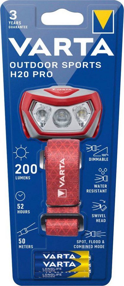 VARTA Kopflampe VARTA Outdoor Sports H20 Pro inkl. 3xAAA Batterien von VARTA