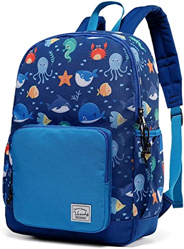 VASCHY Kinderrucksack Jungen, Niedlich Wasserabweisend Vorschule Kinder Rucksack Kindergarten Kleinkind Schul Rucksack Mädchen mit Brustgurt Wal von VASCHY