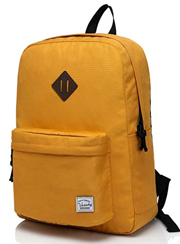 VASCHY Leichte Schultasche 20 Liter Wasserabweisend für Reisen Sport Wandern Schule mit zwei Flaschentaschen, Honiggelb., one size, Praktisch von VASCHY