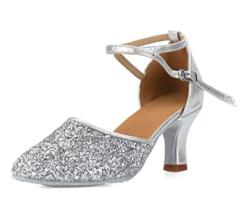 VASHCAMER - Damen Tanzschuhe Hoher Absatz Standard/Latein/Ballsaal 7CM Silber VASHCAMER - Damen Tanzschuhe Hoher Absatz Standard/Latein/Ballsaal 7CM Silber von VASHCAMER