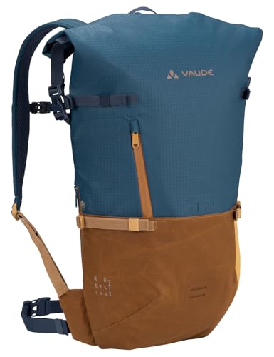 VAUDE Cityrucksack CityGo II 23 Liter Blau, wasserdichter Rucksack Damen & Herren, leichter Daypack für Städtetrips mit Laptop-Fach, Rolltop Rucksack ideal für den urbanen Alltag von VAUDE