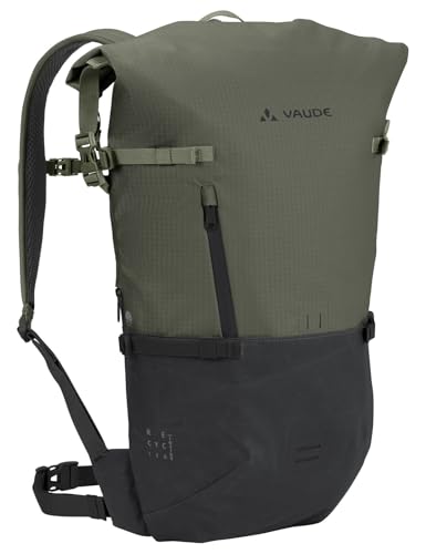 VAUDE Cityrucksack CityGo II 23 Liter Khaki, wasserdichter Rucksack Damen & Herren, leichter Daypack für Städtetrips mit Laptop-Fach, Rolltop Rucksack ideal für den urbanen Alltag von VAUDE