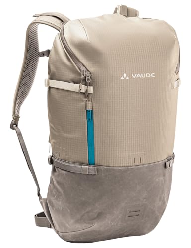 VAUDE Cityrucksack CityGo II 30 Liter Beige, wasserdichter Rucksack Damen & Herren, leichter Daypack für Städtetrips mit Laptop-Fach, Rolltop Rucksack ideal für den urbanen Alltag von VAUDE