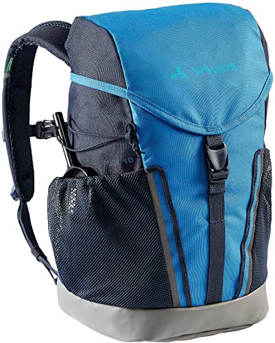 VAUDE Kinderrucksack Jungen & Mädchen Puck 10 Liter in blau, komfortabler Wanderrucksack Kinder, Wetterfester Schulrucksack mit Regenhülle & Lupe, viel Stauraum, Blue/Eclipse von VAUDE