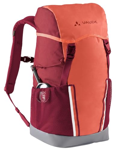 VAUDE Kinderrucksack Jungen & Mädchen Puck rosa, komfortabler Wanderrucksack Kinder 14L, Wetterfester Schulrucksack mit Regenhülle & Lupe, viel Stauraum von VAUDE