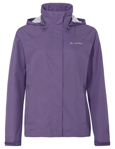 VAUDE Regenjacke Damen Escape Bike Light mulberry, wasserfeste Outdoor-Jacke, atmungsaktive Fahrradjacke mit Kapuze im Kragen, Klimaschonende Wanderjacke, 46 von VAUDE