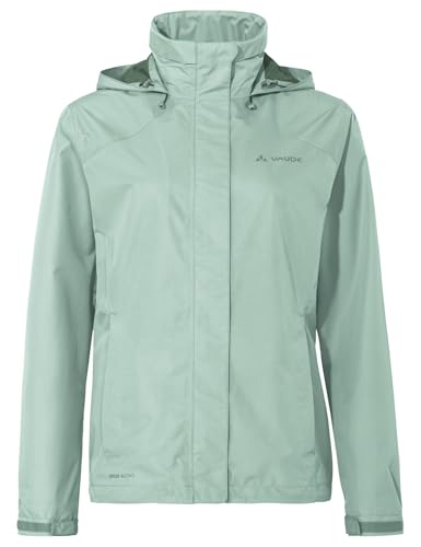 VAUDE Regenjacke Damen Escape Bike Light dusty fern, wasserfeste Outdoor-Jacke, atmungsaktive Fahrradjacke mit Kapuze im Kragen, Klimaschonende Wanderjacke, 40 von VAUDE